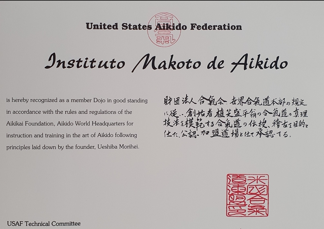 Certificado de Dojo Membro da USAF